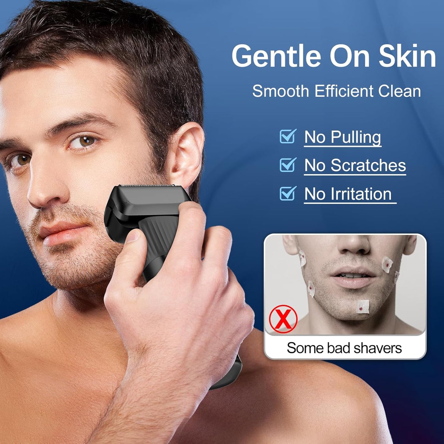 Electric Razor for Men, 2-Speed 5-Blade Electric Shavers for Men Face Cordless Rechargeable, Mens Foil Shaver Shaving Machine Wet Dry Men's Travel Razors for Man Close Shaving Face as Gift, Black