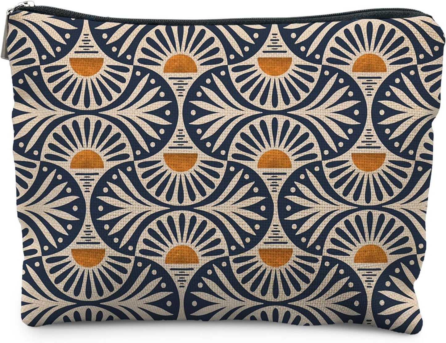 Boho Makeup Bag Gifts for Women, Sunset Leaf Aesthetic Makeup Pouch