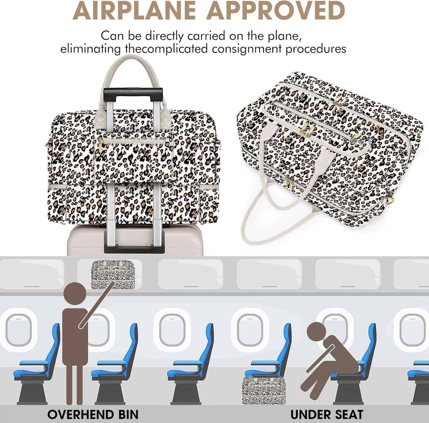 Travel Duffle Bag Weekender for Women - Carry-On Overnight Personal Item Bag with Shoe Compartment & Wet Pocket Large Weekend Tote Bags with Toiletry Hospital Bags for Labor and Delivery