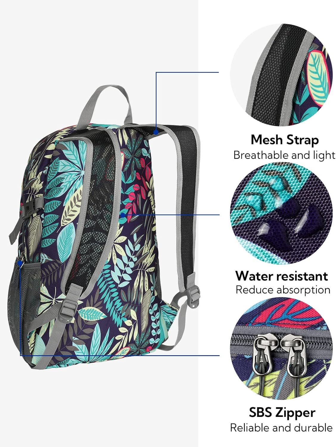 WATERFLY Small Lightweight Packable Backpack: 20l Ultra Light Foldable Travel Hiking Camping