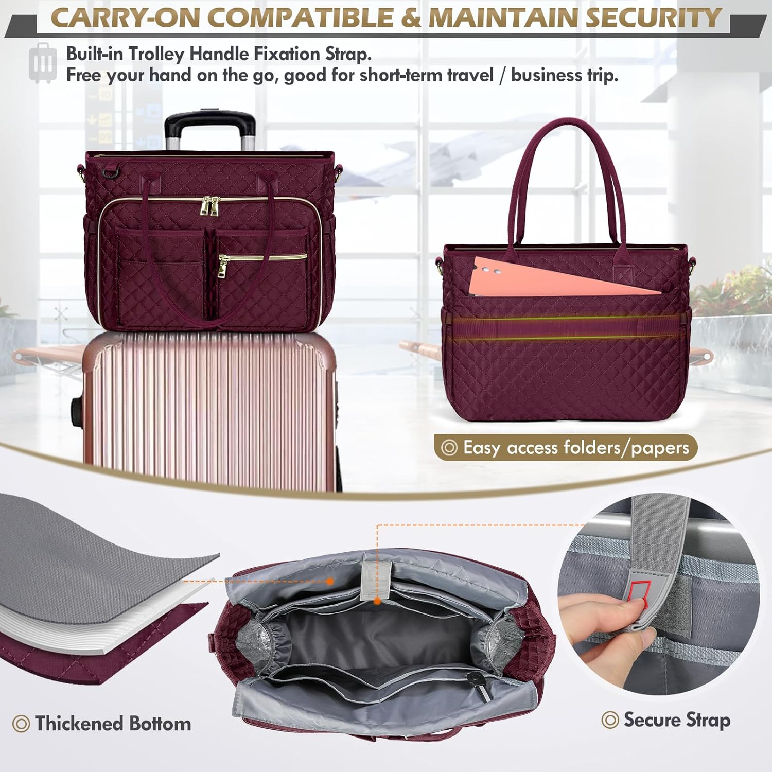RAINSMORE Teacher Tote Bag 15.6 inch Laptop Bag for Women Work Bags Laptop Tote Nurse Bag