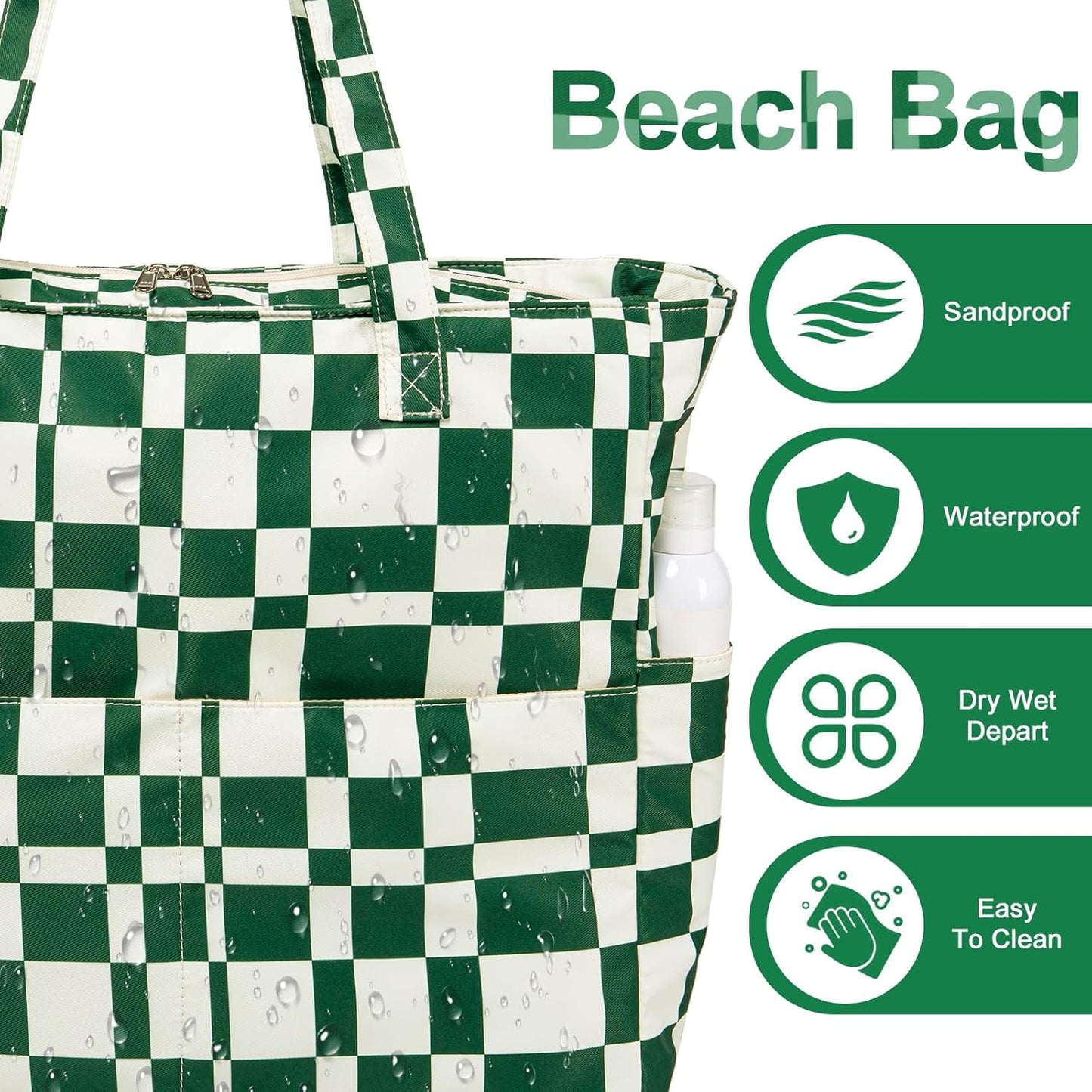 Bluboon Waterproof Beach Tote Pool Bags for Women Ladies Extra Large Carry On Bag With Wet Compartment for Weekender Travel
