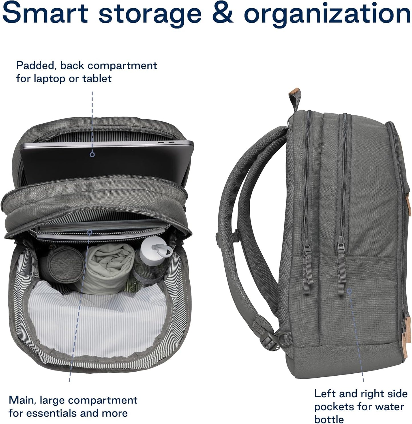 Beckmann URBAN Backpack for Teens and Adults – Lightweight, Ergonomic, Stylish & Functional Design, 30L Capacity, Laptop compartment- Recycled Materials – School, Work, or Travel. FOGGY GREEN