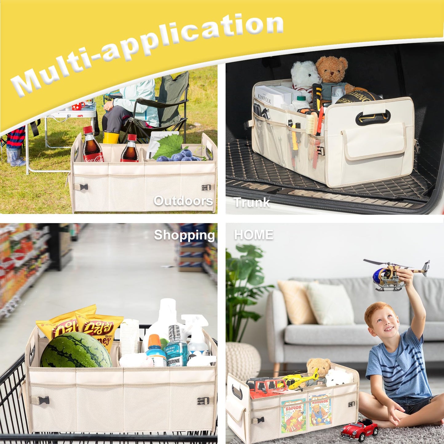 JiatuA Car Trunk Organizer, Car Organizers and Storage Collapsible Multi Compartment Container Box