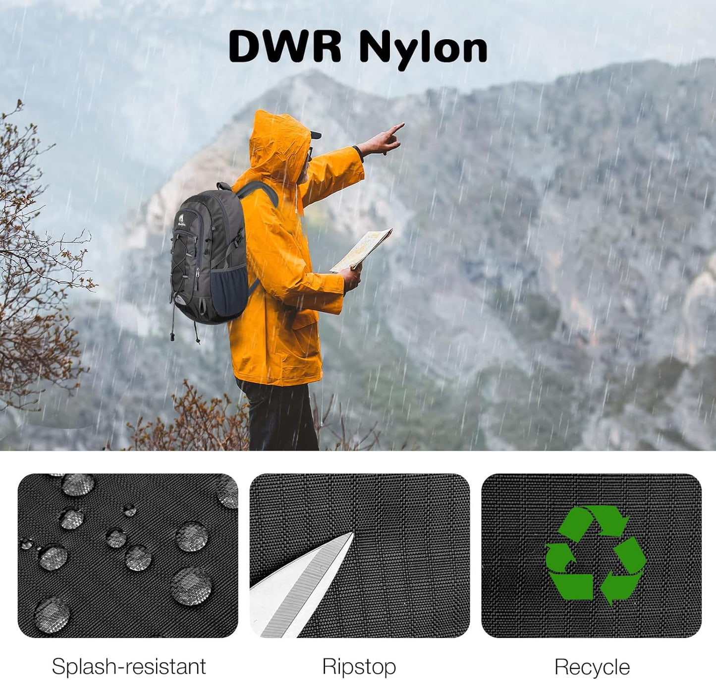 25L Small Hiking Backpack Daypack for Men, Waterproof Outdoor Backpack with Chest Strap for
