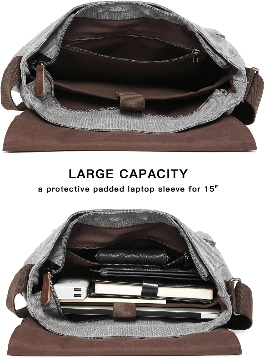 Large Vintage Canvas Messenger Shoulder Bag Travel Crossbody Purse Briefcase Business Bag for