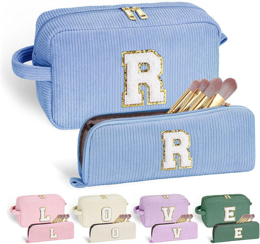 YOOLIFE Initial Travel Makeup Bag Cosmetic Bag - Teen Girl Gifts Trendy Stuff Friend Birthday Gifts for Women Teen Girl Kids