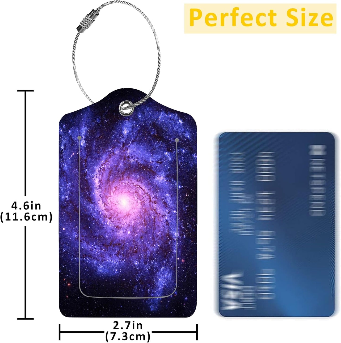 2 Pack Luggage Tag for Suitcase,Spiral Galaxy PU Leather Suitcase Tags Identifiers with Privacy Name Address Labels and Durable Steel Loop for Women Men Travel