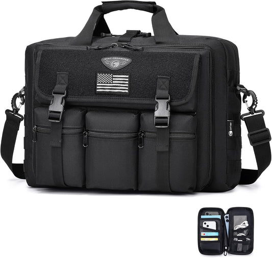 Large Tactical Laptop Bag for Men, Military 17.3 Inch Computer Bag Briefcase with Passport Wallet, Carry on Messenger Bag