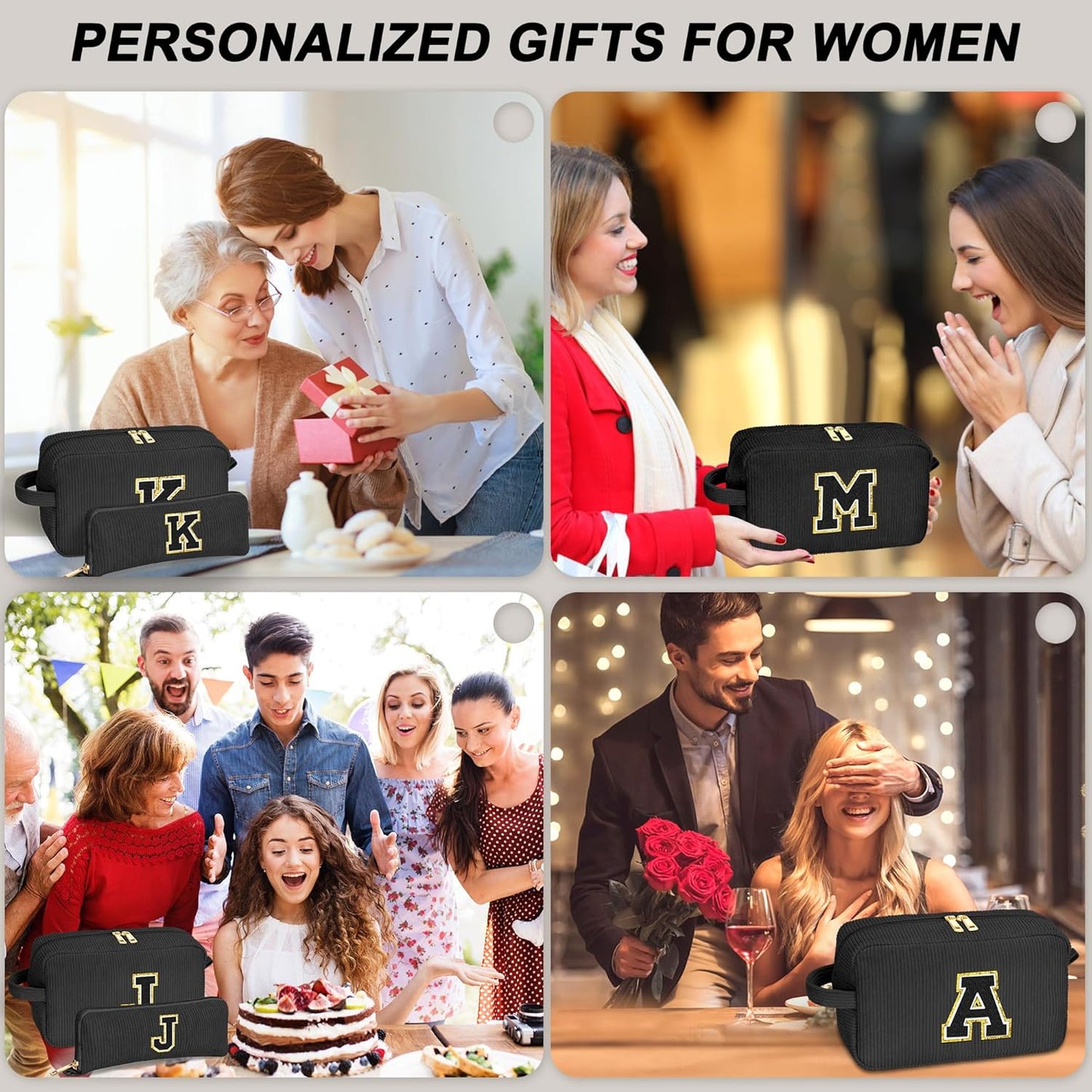 YOOLIFE Initial Travel Makeup Bag Cosmetic Bag - Teen Girl Gifts Trendy Stuff Friend Birthday Gifts for Women Teen Girl Kids