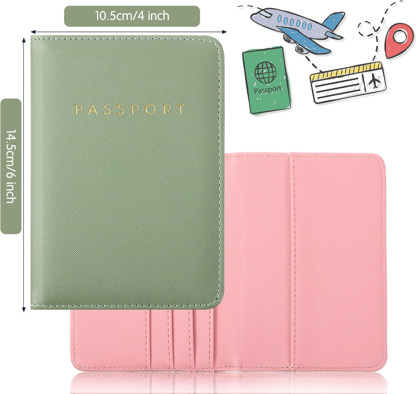 Frienda 2 Pieces Bridal Passport Covers Holder Waterproof Leather Holder Covers Travel Wallet Passport Case for Women and Men