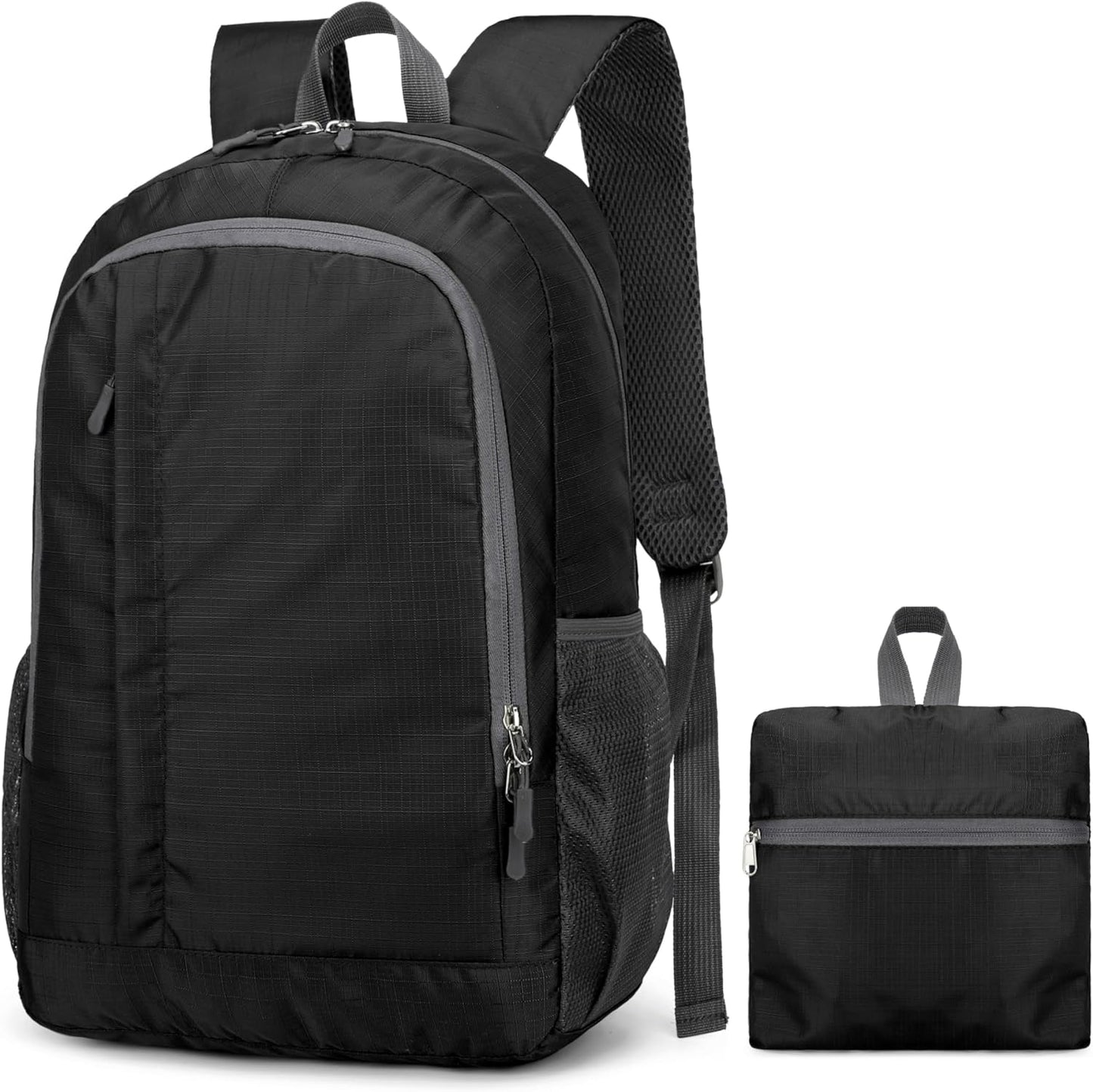 Ultra Lightweight-Packable-Hiking-Backpack Small Foldable Travel Camping Daypack Casual Outdoor Water-resistant 25L Backpacks (Black)