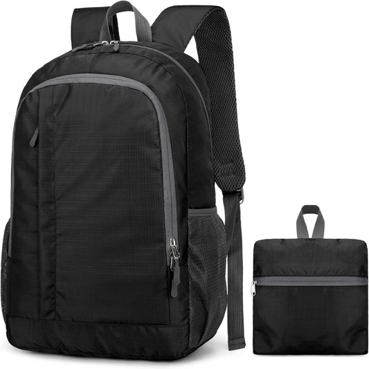 Ultra Lightweight-Packable-Hiking-Backpack Small Foldable Travel Camping Daypack Casual Outdoor Water-resistant 25L Backpacks (Black)