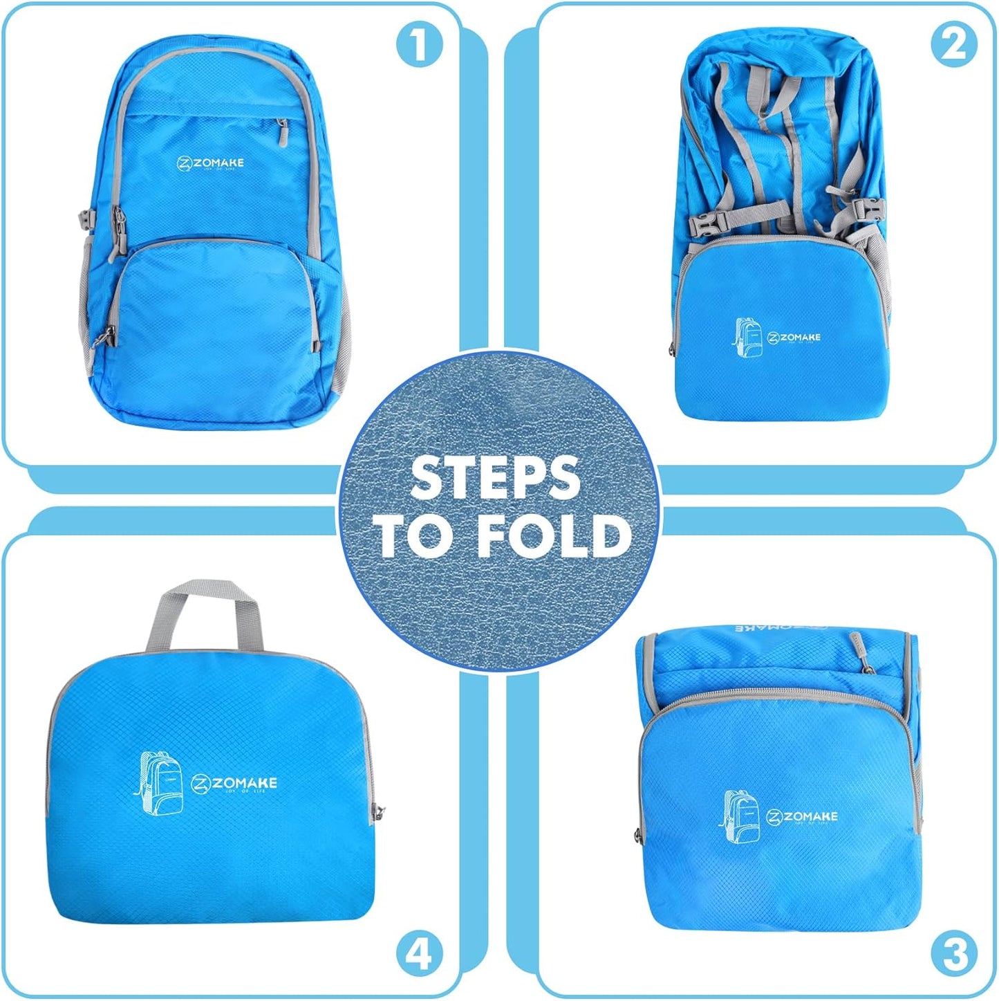 ZOMAKE Lightweight Packable Backpack 30L, Foldable Hiking Backpacks Water Resistant Compact Folding