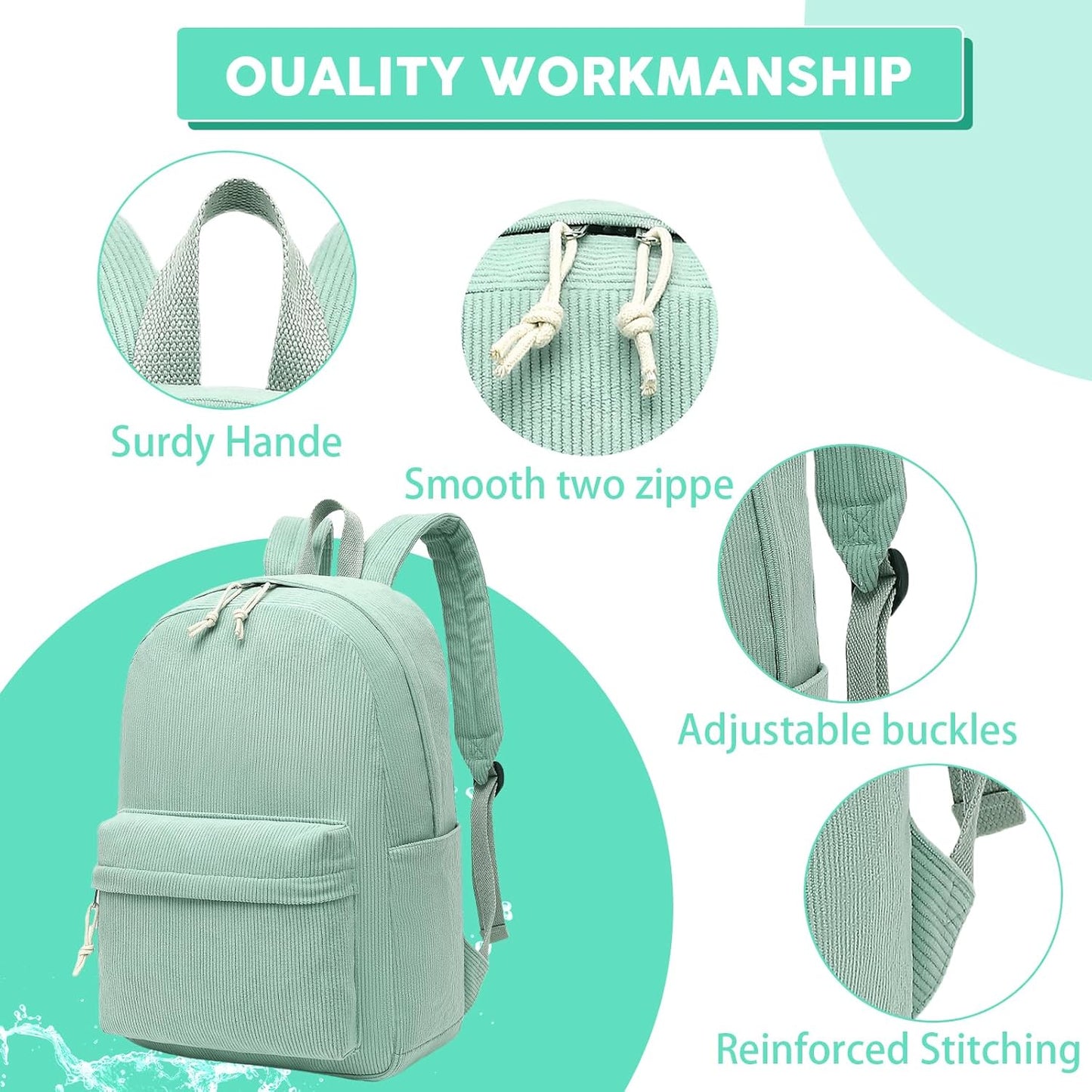 LEDAOU School Backpack Teen Girls Lightweight Bookbag Elementary Middle School Backpacks College Laptop Bag Travel Daypack