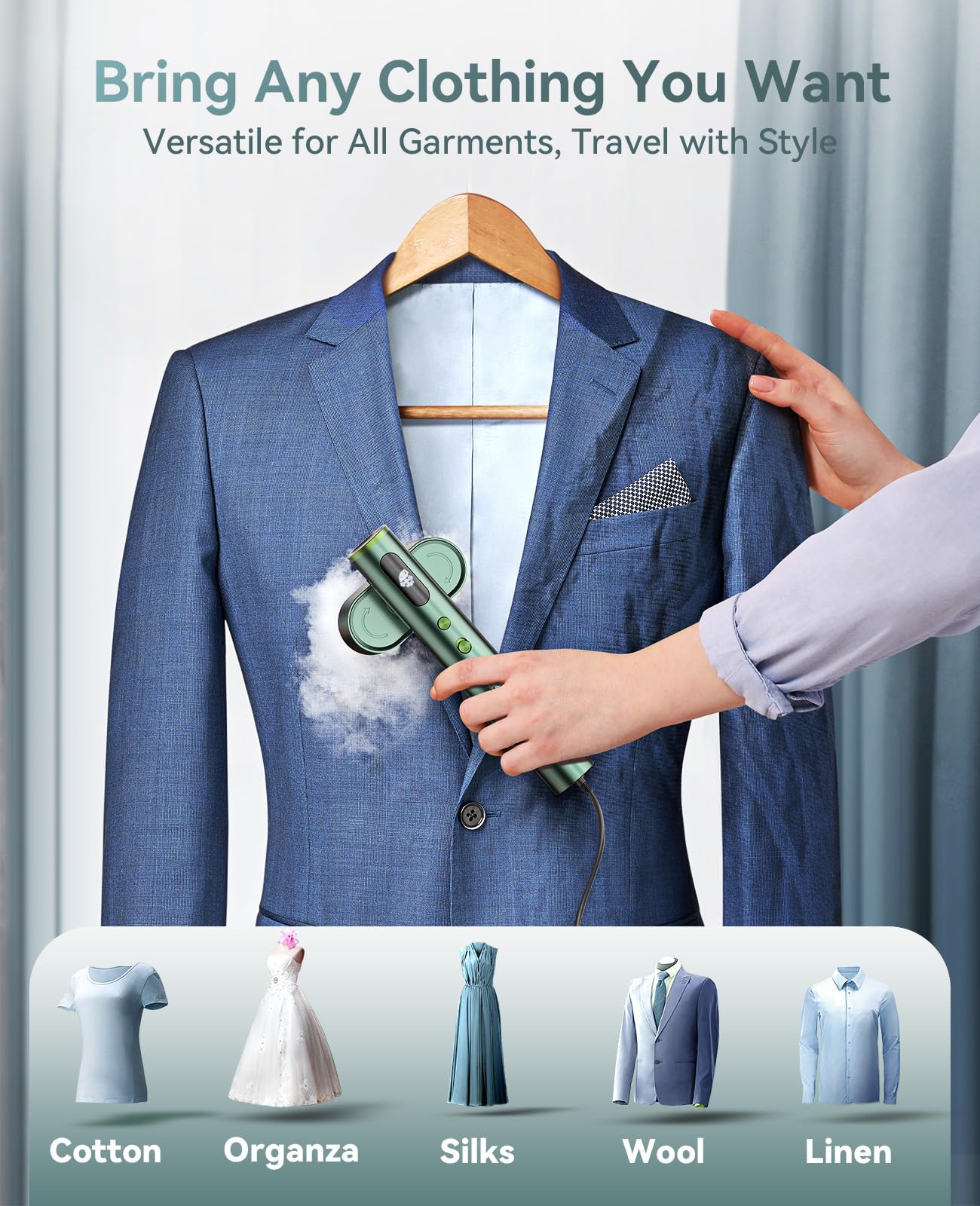 Jack ＆ Rose Travel Steamer for Clothes,100-220V Portable Iron,15s Heat Up,Steamer ＆ Iron 2 In 1