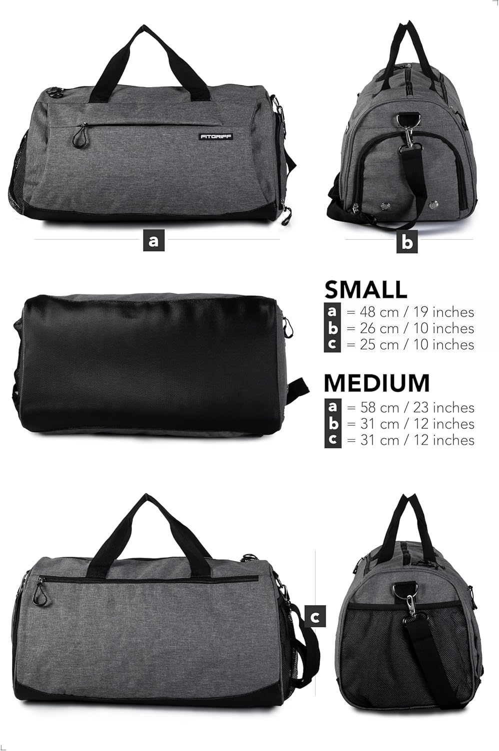 Fitgriff® Gym Bag for Men & Women with Shoe & Wet Compartment - Duffle Bag for Travel, Sports, Fitness & Workout