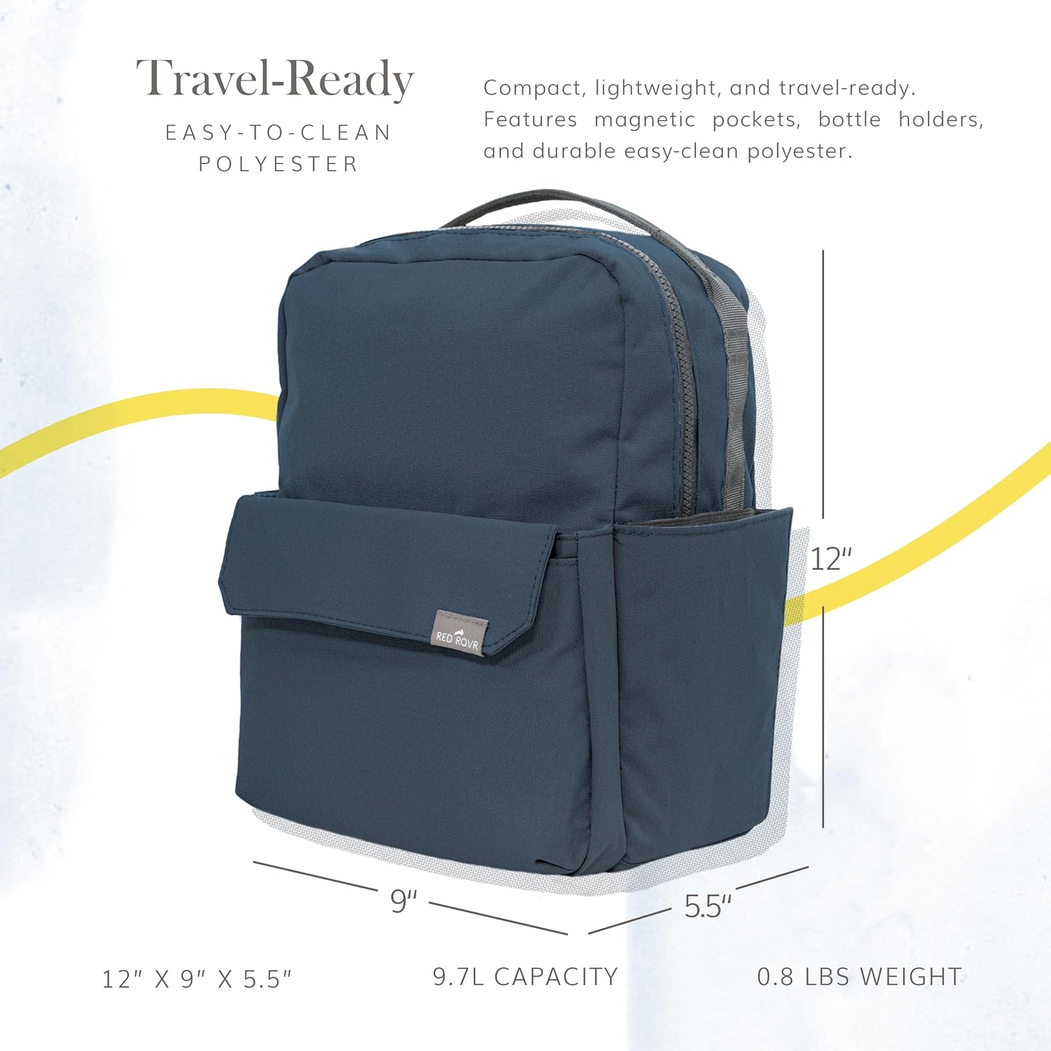RED ROVR Mini Roo Lightweight Backpack | 6 pockets for everyday essentials (Navy)
