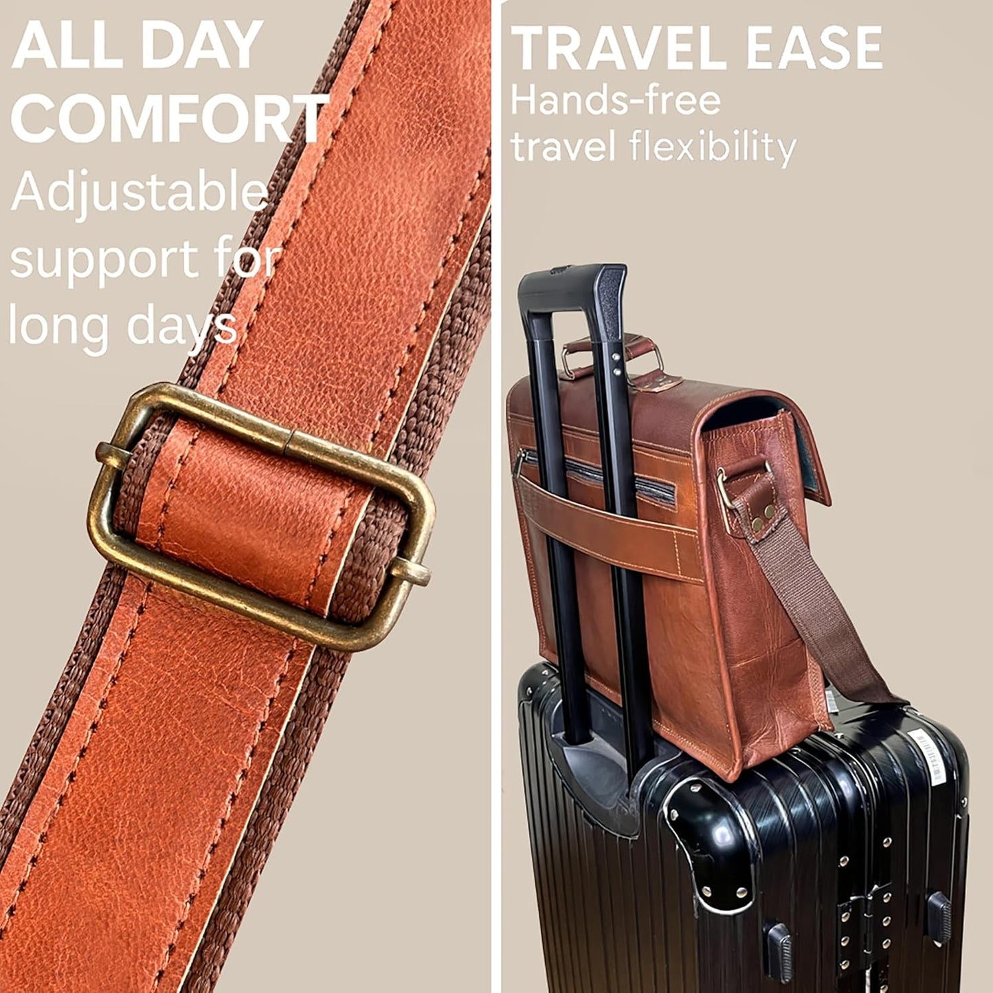 Leather Messenger Bag for Men - 14" Full Grain Leather Laptop Briefcase - Vintage Computer Satchel Travel Crossbody Bag for Office & Work