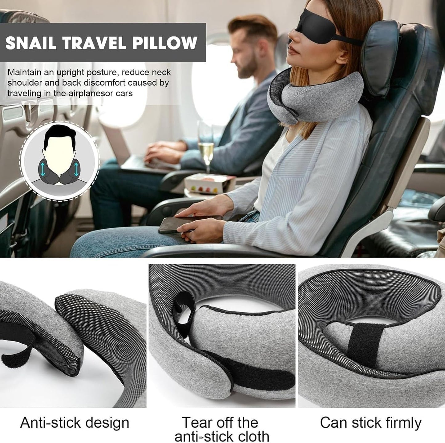 WEERSHUN Travel Pillow for Airplanes, 2026 New Memory Foam Neck Pillow with Chin Wrap for