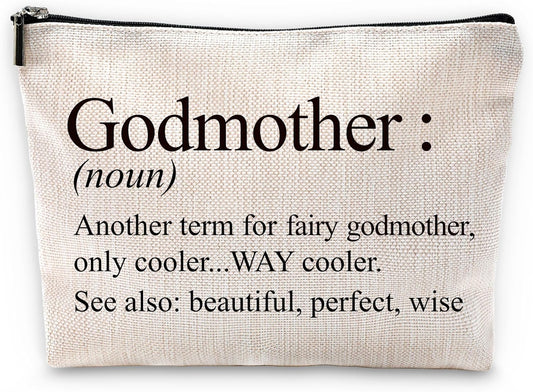Sufamb Godmother Gifts Makeup Bag, Godmother Gifts for Mother's Day from Godchild Cosmetic Bags, Gift for God Mom Portable Small Toiletry Bag Zipper Makeup Pouch