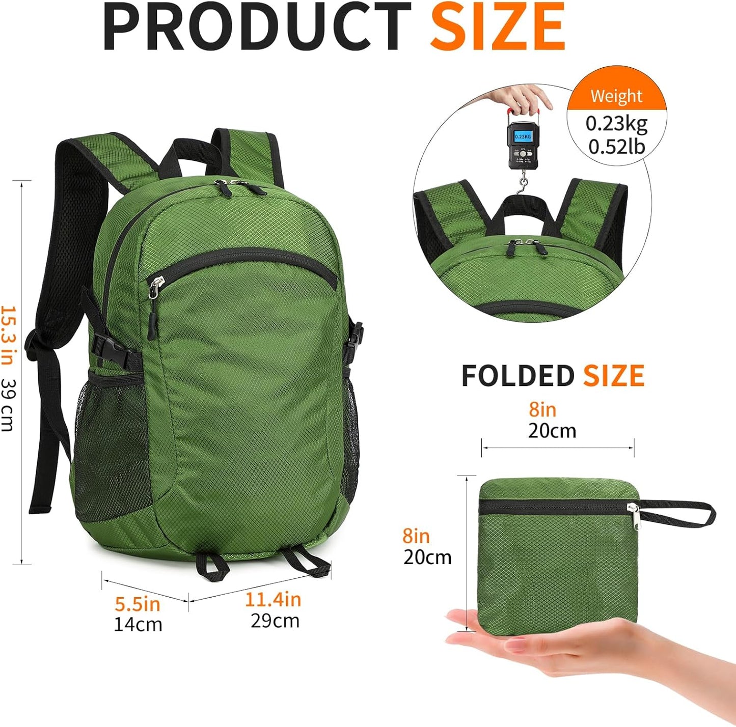 Small Hiking Backpack 15L Travel Lightweight Hiking Packable Daypack Water-Resistant Foldable