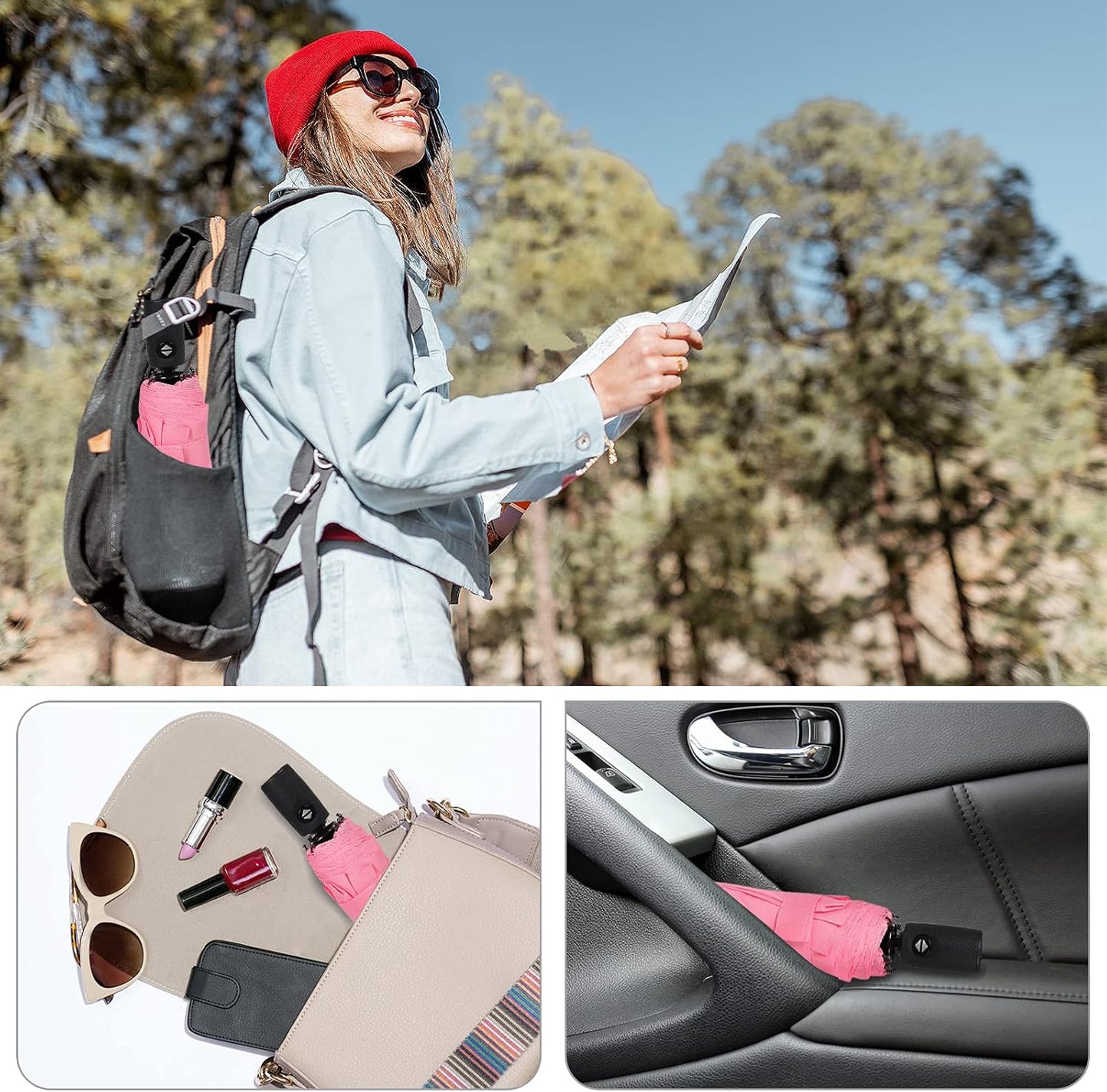 ZOMAKE Travel Umbrella Compact - 10 Ribs Portable Collapsible Umbrellas for Rain Windproof - Paraguas Automatic Small Folding Umbrella Lightweight Packable Umbrella for Women Men