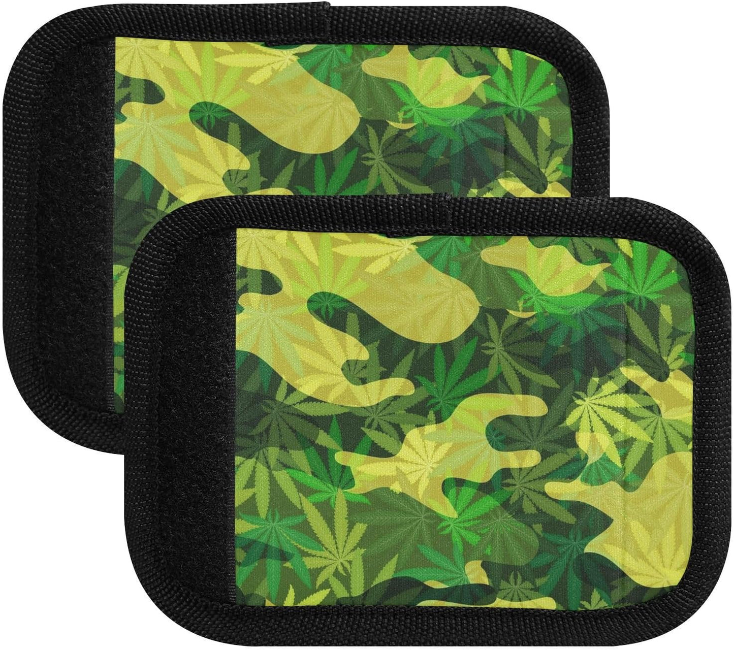 Camouflage Texture Green Tropical 2 Pack Luggage Handle Wraps Covers for Suitcase Identifiers Bag Tags Travel Accessories