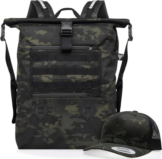 Xtreme Sight Line ~ AQUA RT Large Water-Proof Faraday Backpack/Midnight MultiCam Hat Combo ~ Tracking/Hacking Defense ~ Midnight MultiCam