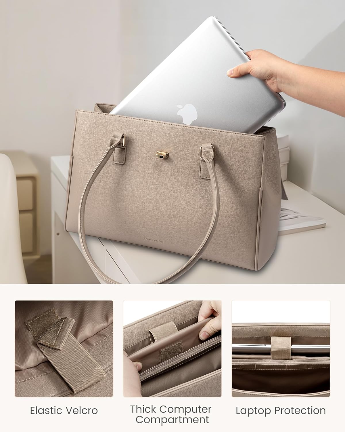 LOVEVOOK Laptop Bag for Women Work Tote Messenger Bag Waterproof Business Office Professional