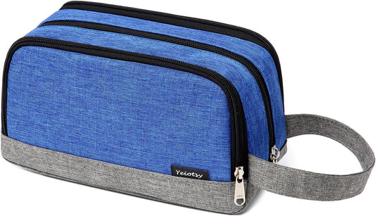 Yeiotsy Men's Travel Toiletry Bag – Color Clash Dopp Kit with Mesh Pockets, Durable Shaving Organizer for Gym, Camping & Weekend Trips