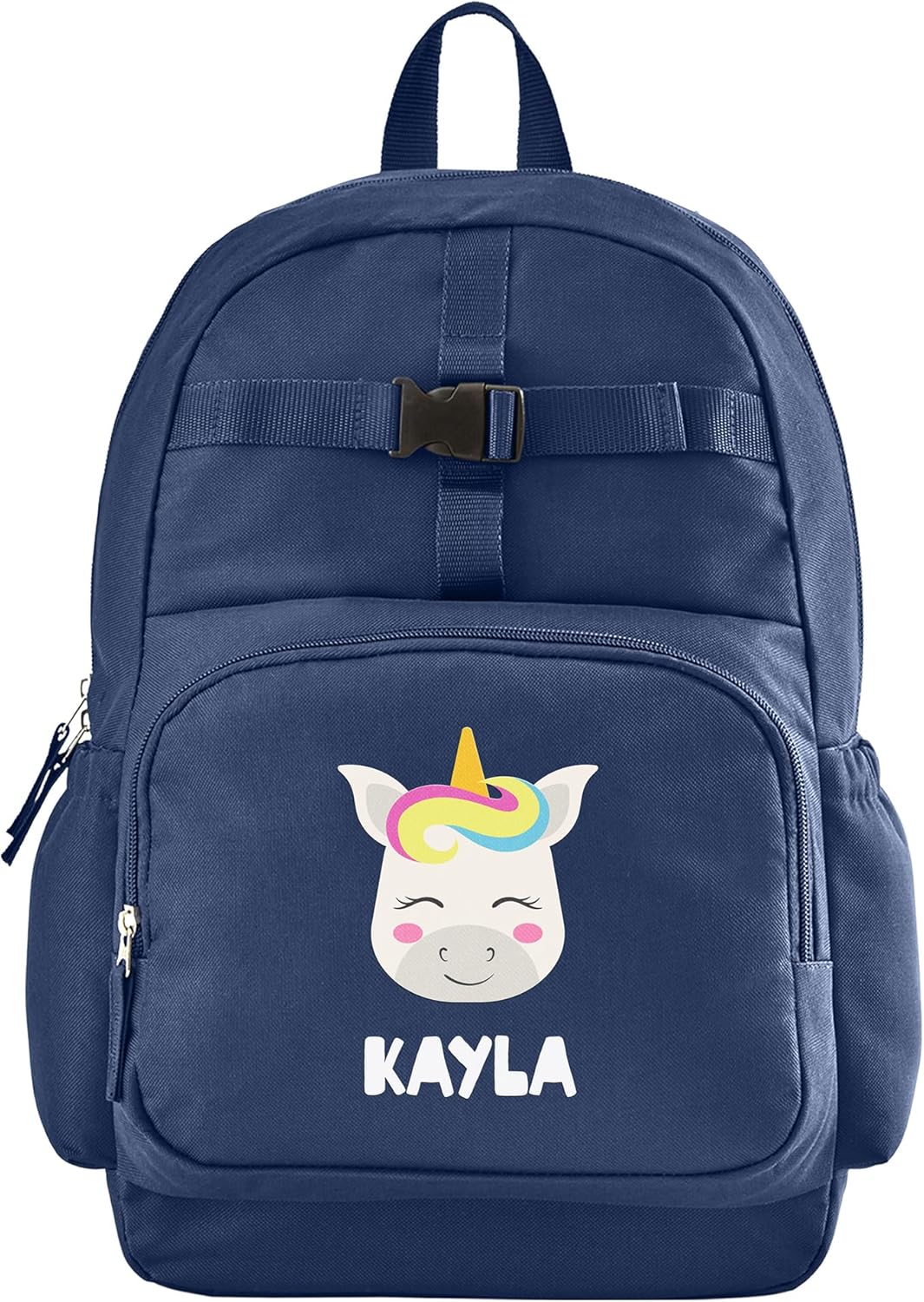 Let's Make Memories Personalized Kids Backpack - Backpack for School - For Animal Lovers - Back to School - Bookbag - Matching Lunchbox/Water Bottle Sold Separately - Navy - Unicorn