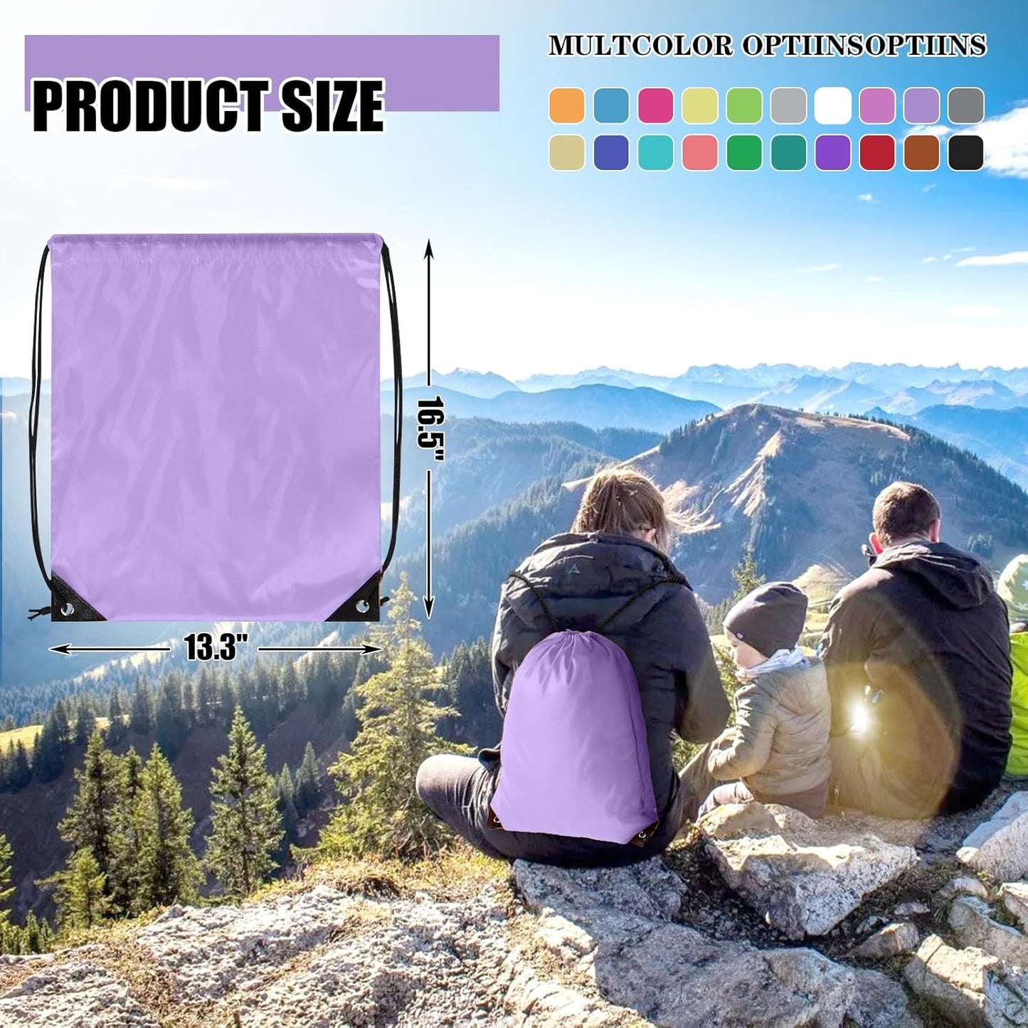 20 Pieces Drawstring Backpack Bulk Cinch Sackpack Ployster Drawstring Bags for Gym Party Trip(Lavender)