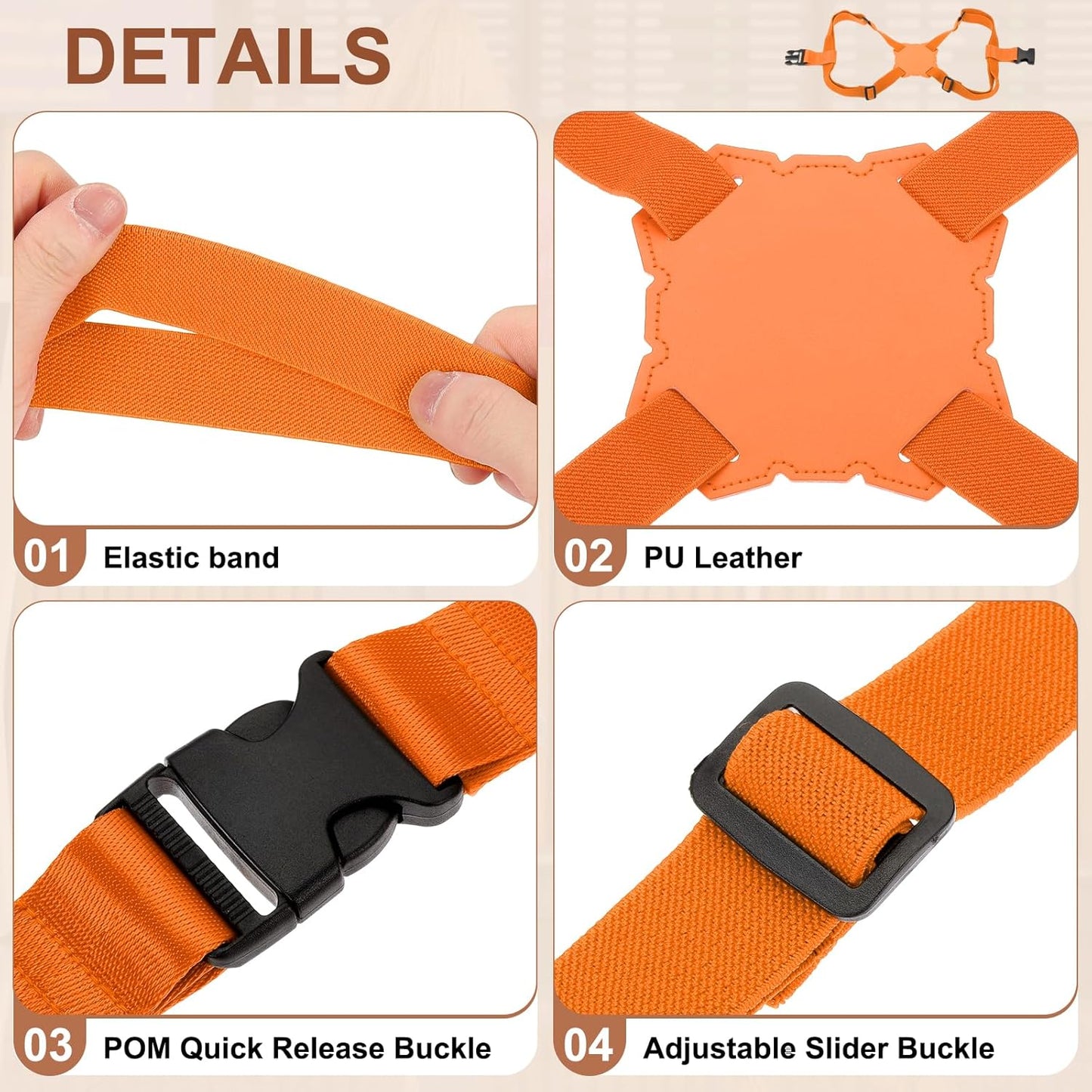 MECCANIXITY Luggage Strap Bag Bungee Elastic Suitcase Adjustable Belt for Suitcases Add A Bag Easy to Travel, Orange