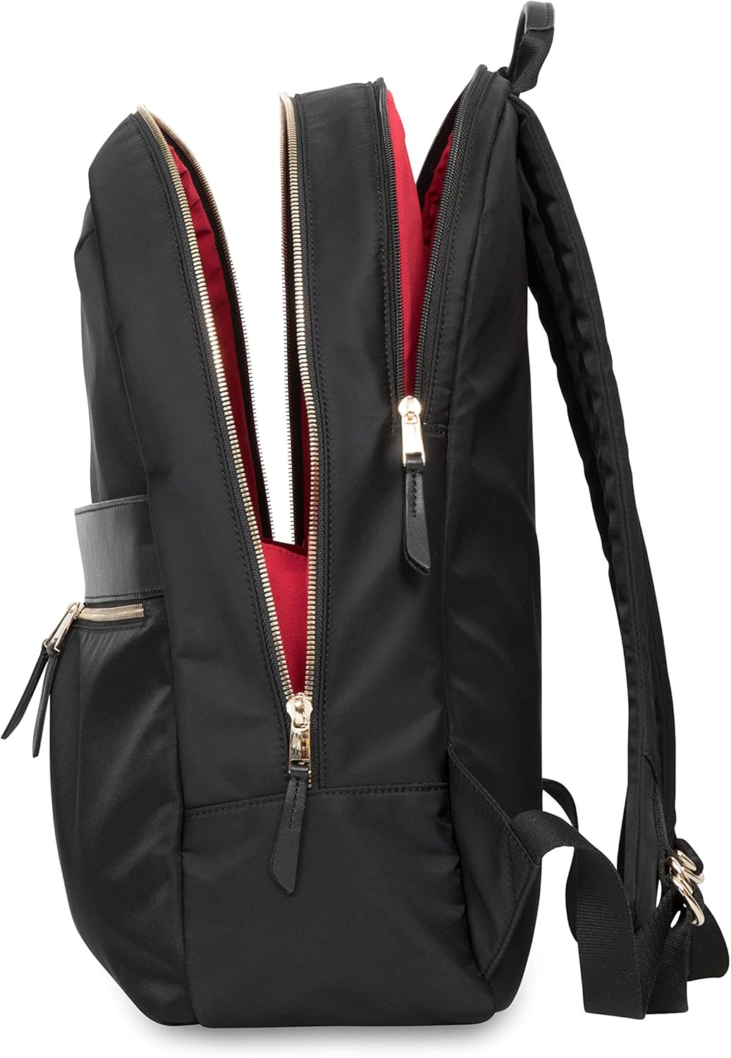 KNOMO Beaufort 15.6" Laptop Backpack Work Bag Purse for Women Large Travel Rucksack with Golden Zip, Black