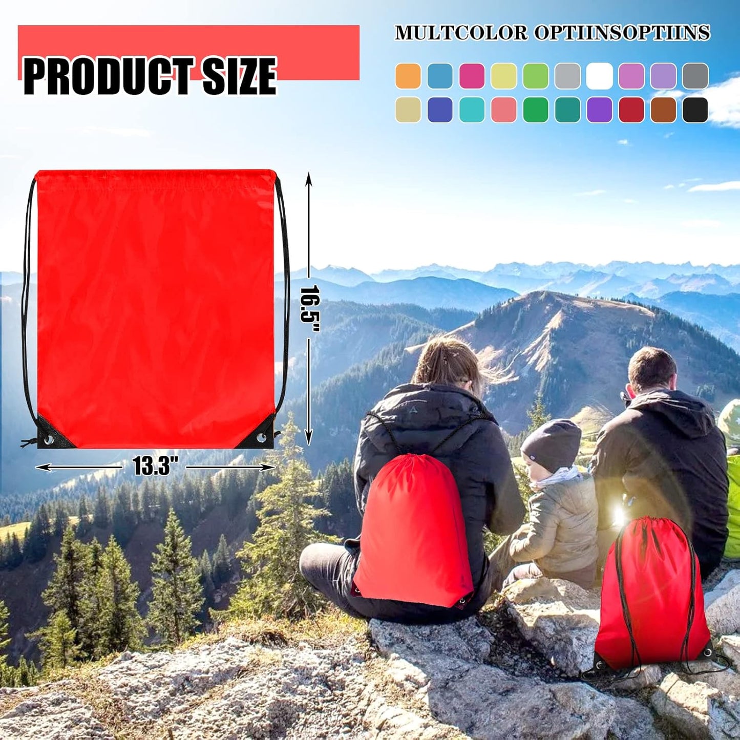 20 Pieces Drawstring Backpack Bulk Cinch Sackpack Ployster Drawstring Bags for Gym Party Trip(Red)