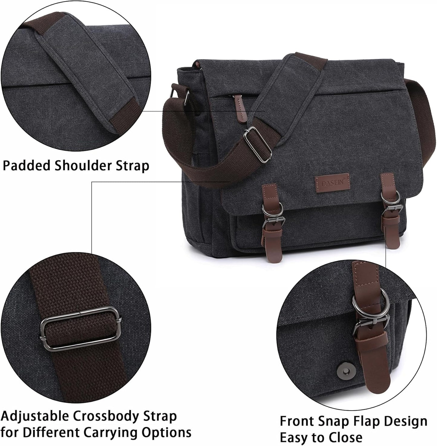 Large Vintage Canvas Messenger Shoulder Bag Travel Crossbody Purse Briefcase Business Bag for 15inch Laptop