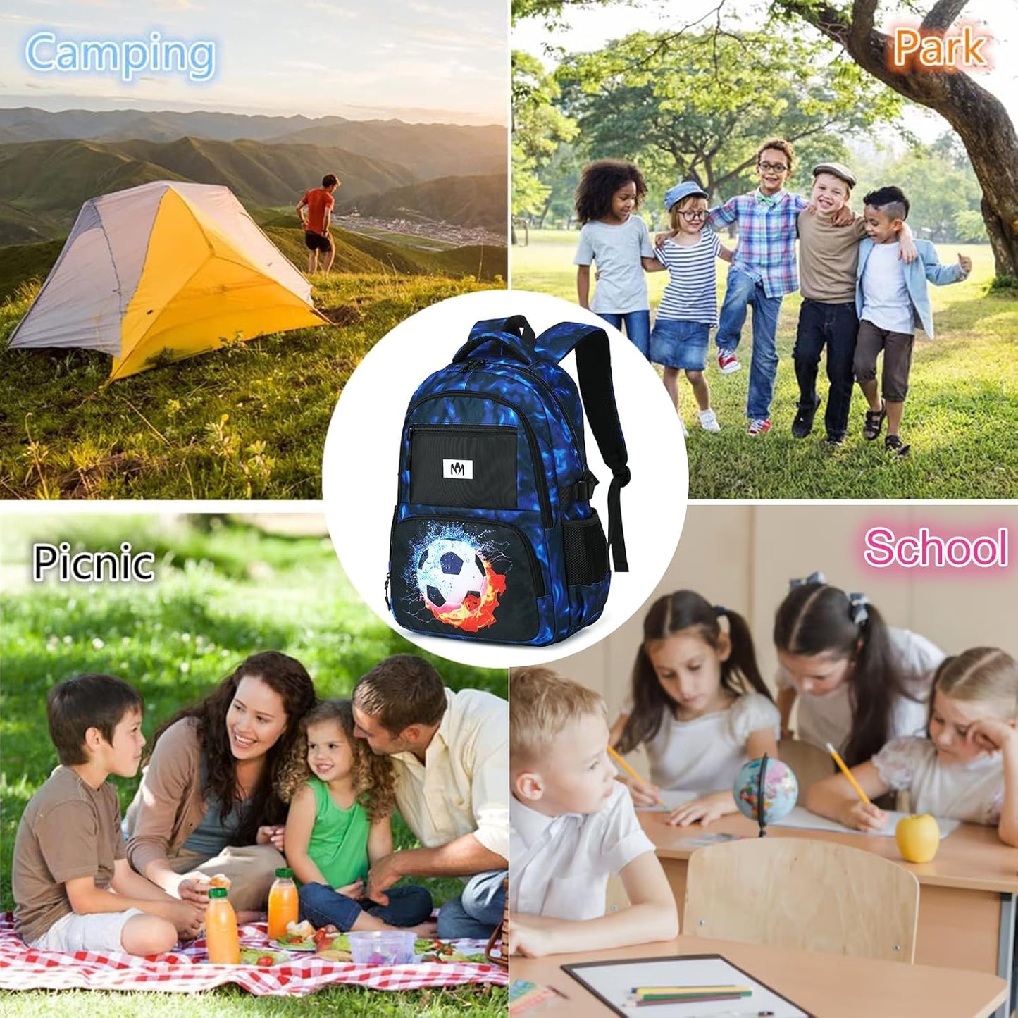 Bluboon School Backpack for Boys Teens Bookbag Travel Daypack Kids Girls Lunch Bag Pencil Case