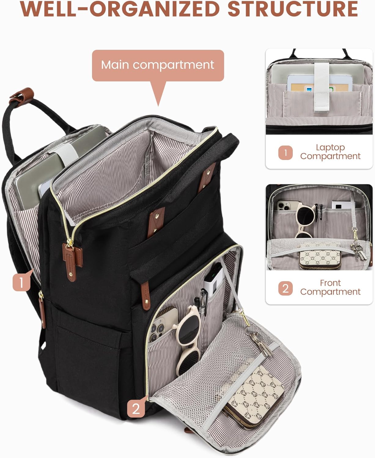 LOVEVOOK Laptop Backpack for Women, 15.6'' Waterproof Nurse Bag Teacher Work Backpack Purse for Women, Travel Computer Backpack for College Office Business Ladies