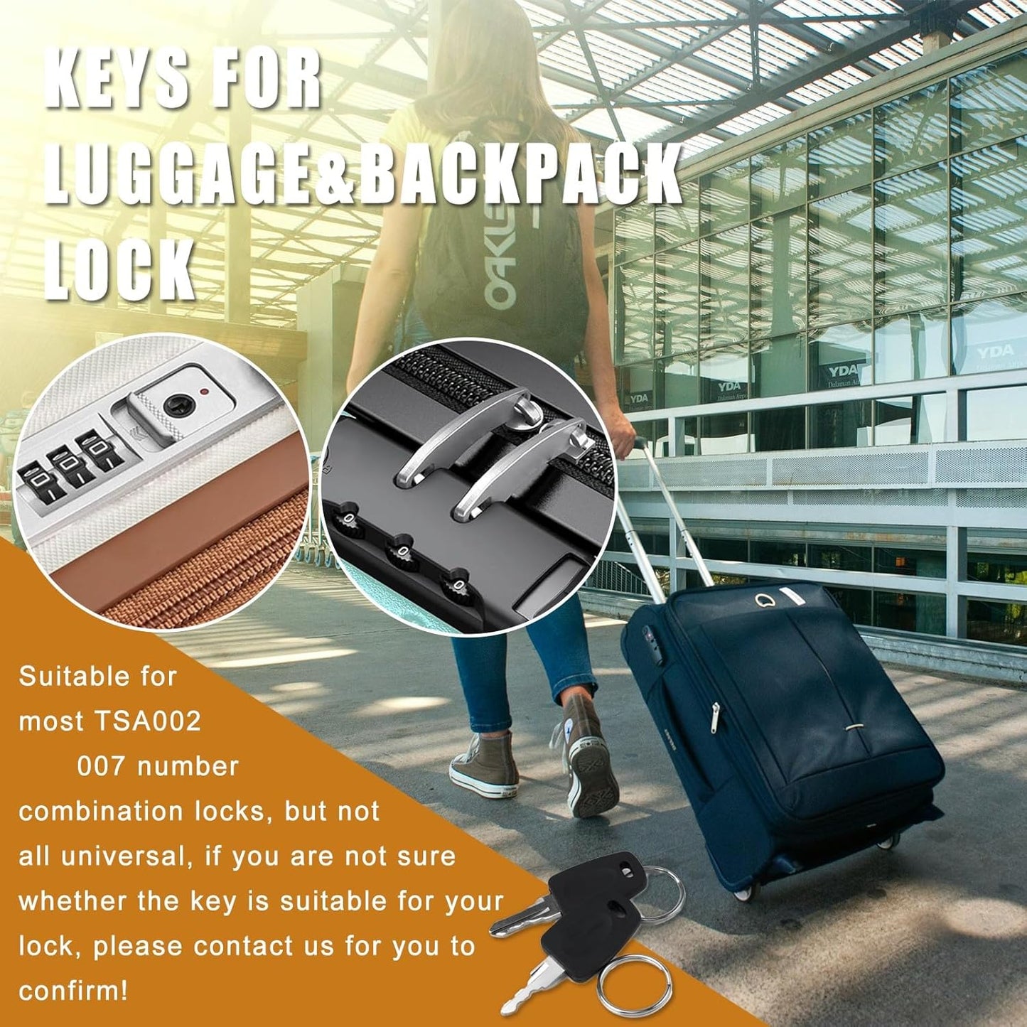 TSA Key 002 007Universal Lock Key Master Suitcase with 2Pcs Rings for Forgotten Password Combinations of Luggage Locks, Luggage Lock Password Combination Forgetting Solution