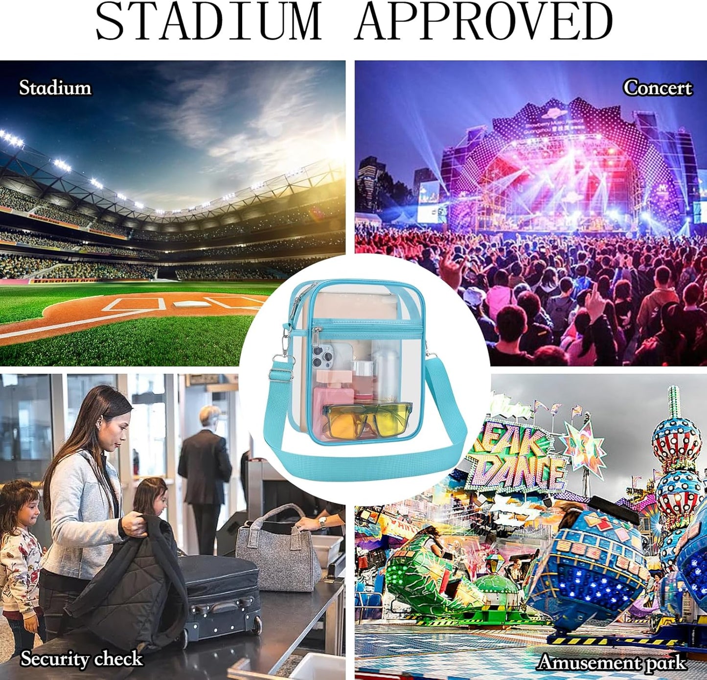 USPECLARE Clear Purse Stadium Transparent Messenger Bag Stadium Approved for Men and Women Clear CrossBody Bag