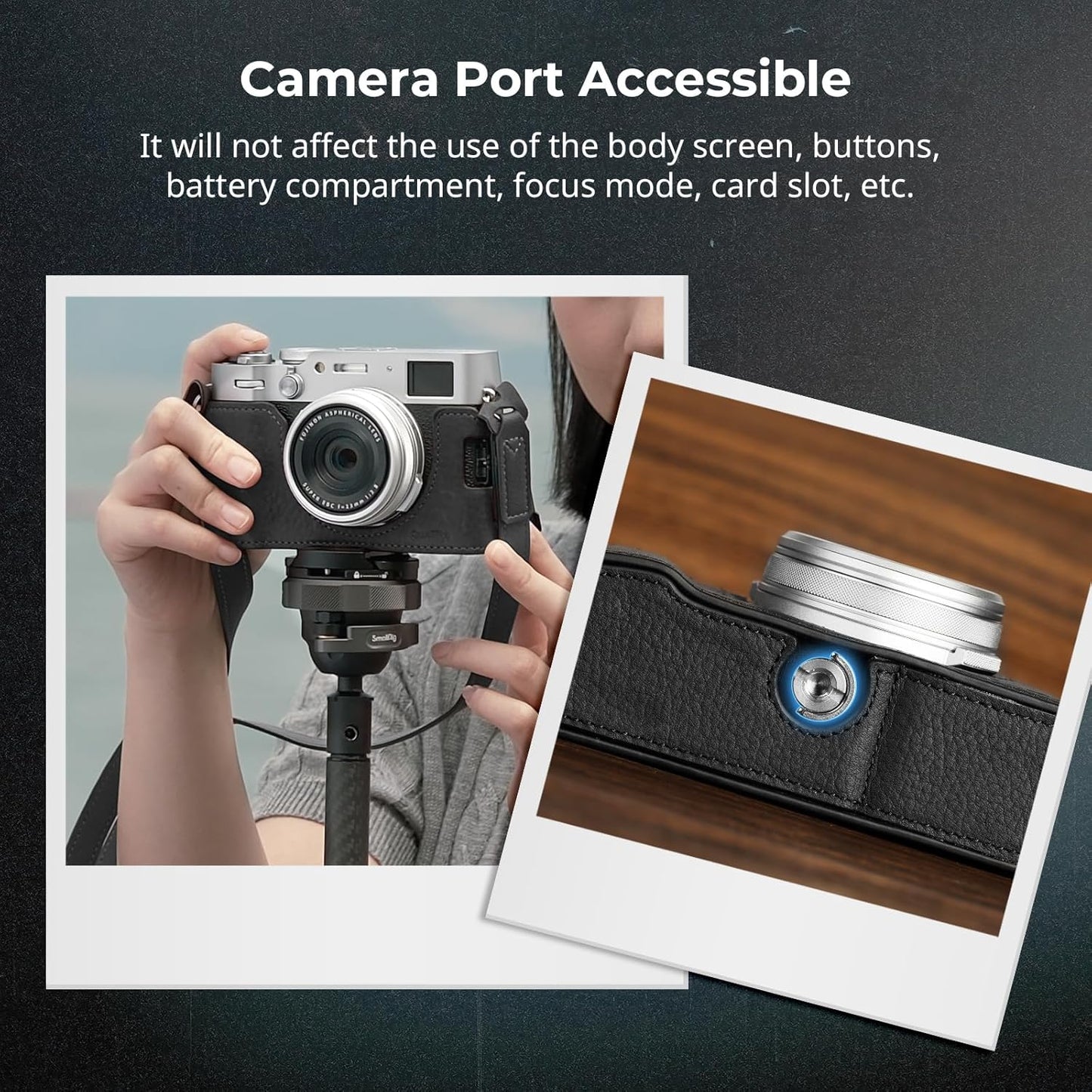 SmallRig X100VI Half Leather Case Kit with Shoulder Strap, Retro Style Leather Camera Half Case with Aluminum Alloy Frame for FUJIFILM X100VI (Black) - 4700