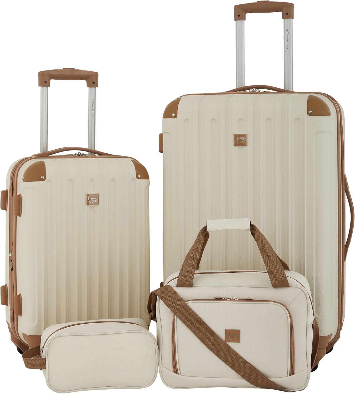 Travelers Club Midtown Hardside Luggage Travel, Vanilla, 4-Piece Set