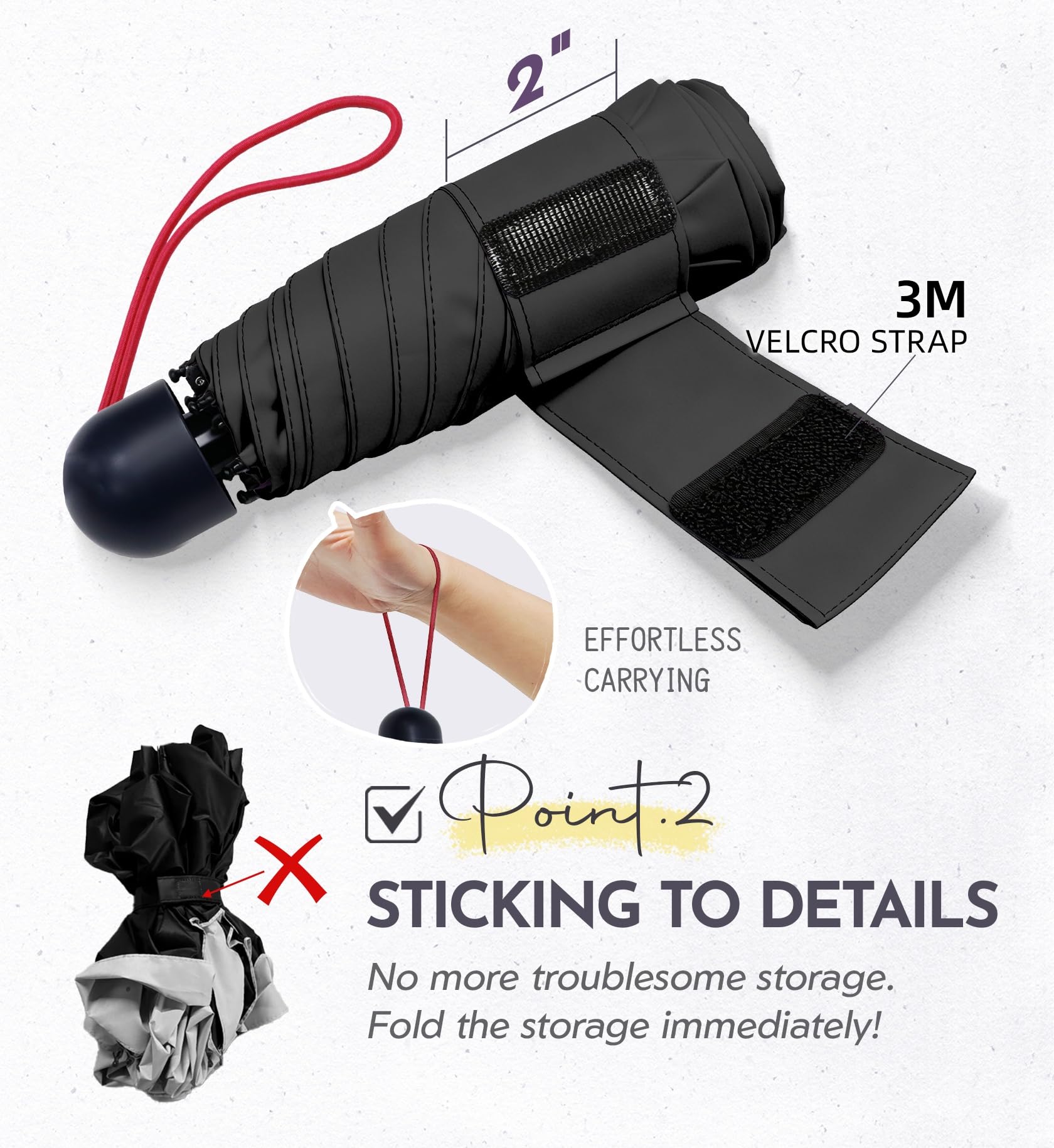 LILAC Mini Umbrella for Travel Compact - UPF 100+ UV Sun Umbrella for Purse Backpack,Super mini