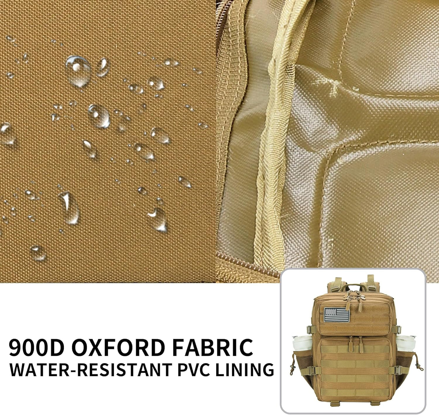 25L Military Tactical Backpack Small Army Assault Pack Molle Daypack for Men and Women for Work Travel Gym Outdoor Hiking Camping (Khaki)