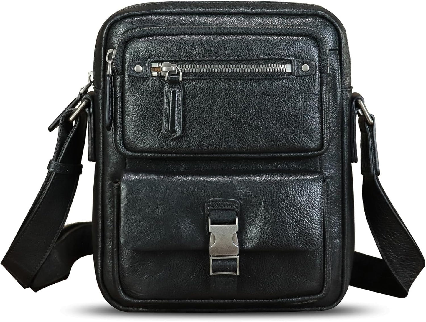 IVTG Genuine Leather Purse and Messenger Bag for Men Fashion Leather Shoulder Bags Briefcase Crossbody Satchel Bag with Strap