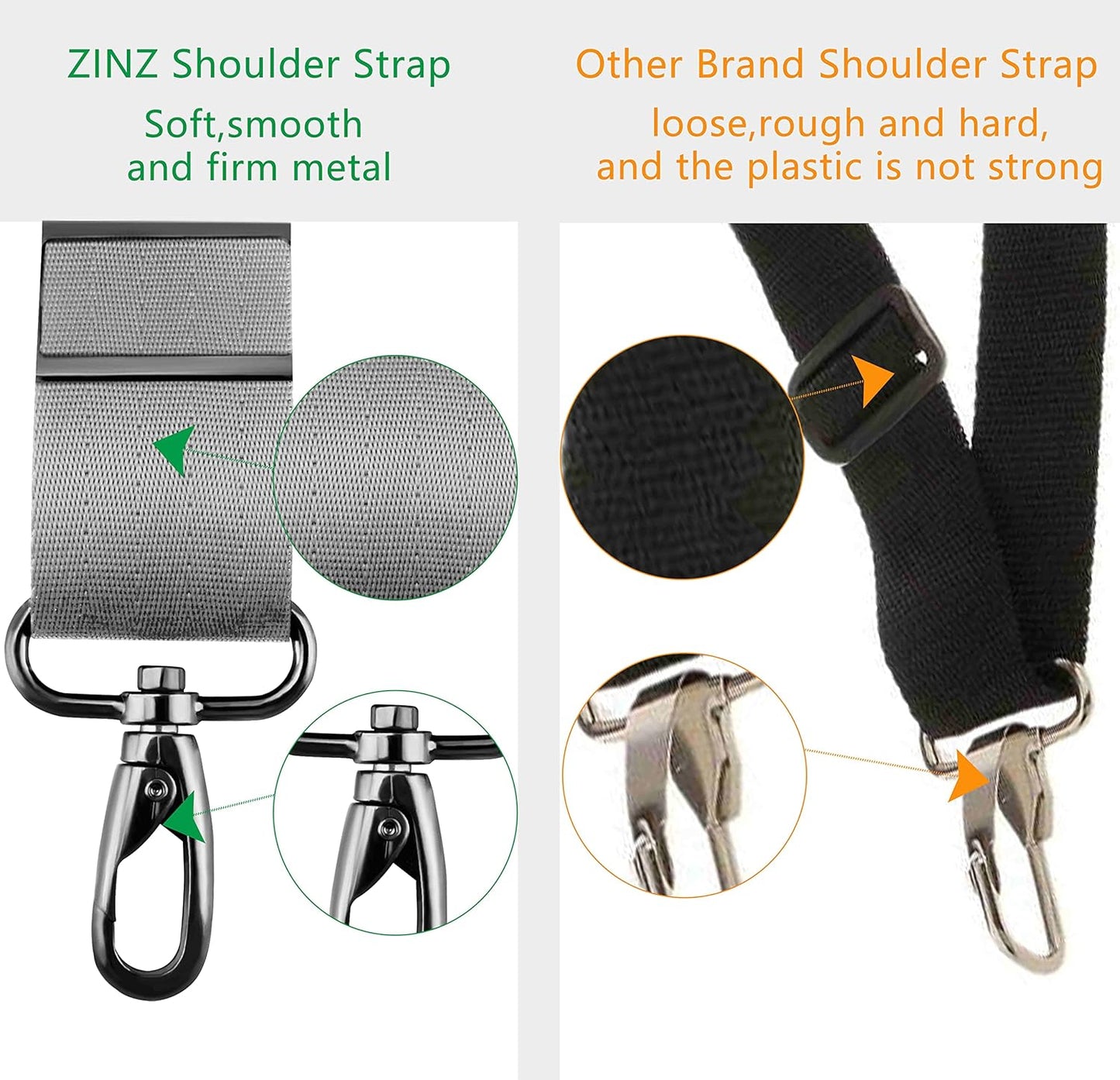 ZINZ Shoulder Strap 58" Ultra-Thick Fixed Padded and Adjustable Buckles Crossbody Strap for Briefcase Laptop Bag Luggage