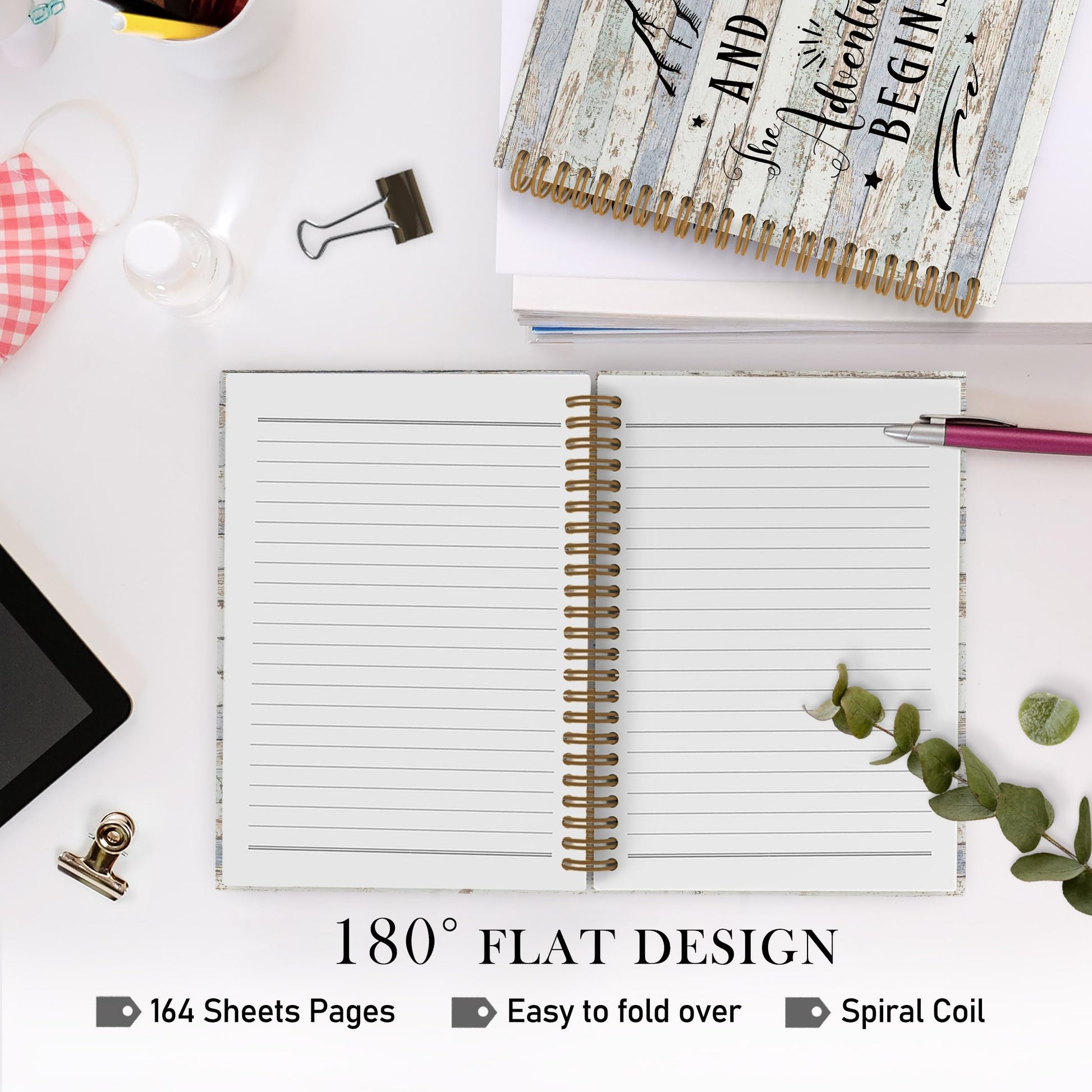 QLMX Camping Travelers Spiral Notebook, Adventure Travel Camp Journal Notebook, and So the