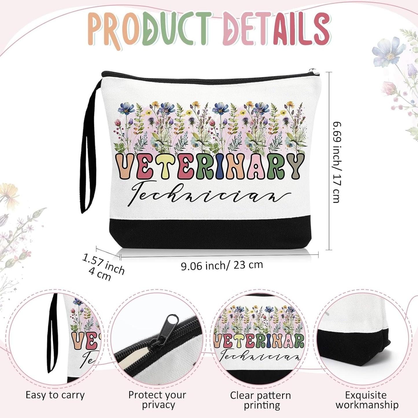Kacctyen 3 Pcs Veterinary Appreciation Gifts Veterinarian Tote Bag Makeup Cosmetic Bag Vet Thank You Keychains for Female Women Assistant Student Women Birthday Christmas