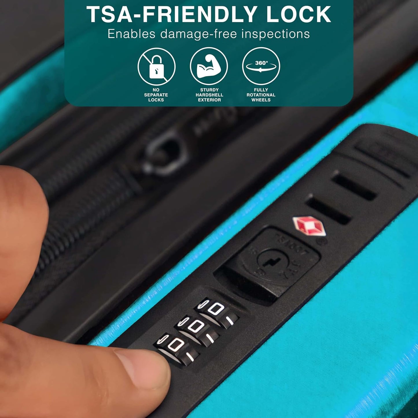 24 Inch Luggage with Spinner Wheels, Hard Shell Suitcase with TSA Locks for Luggage, Travel Large Suitcase, Expandable Hard Shell Suitcases, Teal